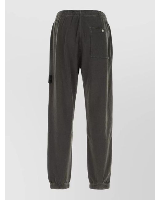 Stone Island Gray Cotton Joggers Elastic Waist Side And Back Pocket for men