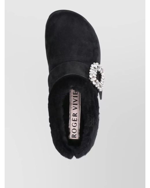 Roger Vivier Black Casual Buckle Detail Mules Slipper Style