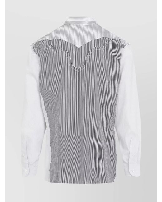 Maison Margiela Gray Striped Patchwork Cotton Shirt for men