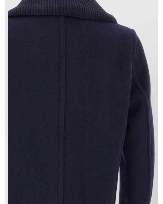 Paul & Shark Blue Double-Breasted Wool Peacoat With Pockets for men