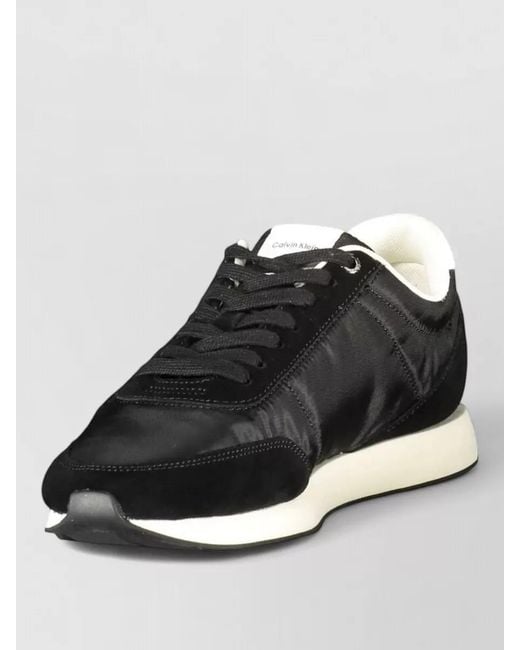 Calvin Klein Black Leather Low-Top Sneakers for men