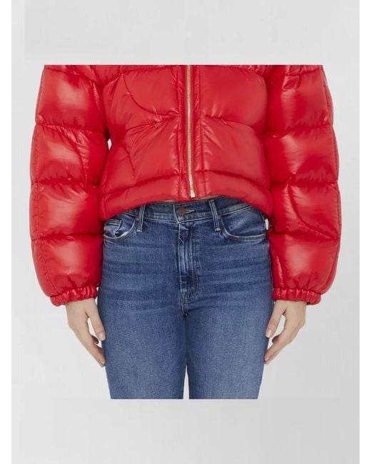 Patou Red Short High Collar Quilted Puffer Jacket