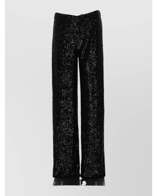 P.A.R.O.S.H. Black High Waist Wide Leg Sequin Pants