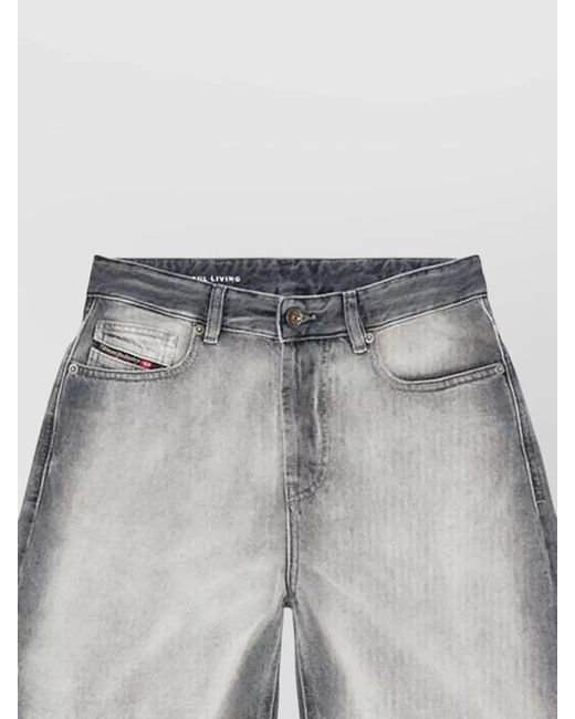 DIESEL Gray Denim Shorts Faded Wash Belt Loops Pockets