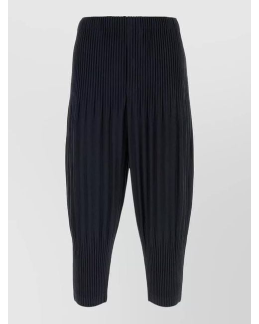 Homme Plissé Issey Miyake Blue Cropped Polyester Shorts Pleated Design for men