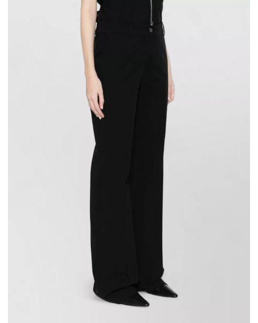 Via Masini 80 Black Cotton Trousers Wide Leg Belt Loops