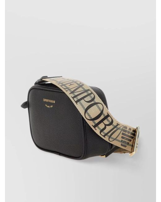 Emporio Armani Black Grained Faux Leather Camera Bag
