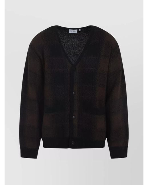 Carhartt Black Check V-Neck Everson Cardigan for men