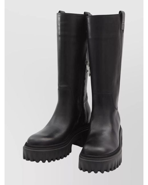 Hogan Black Leather High Boots