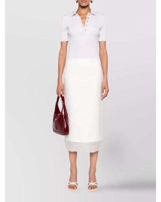 Sportmax White Silk Midi Straight Skirt