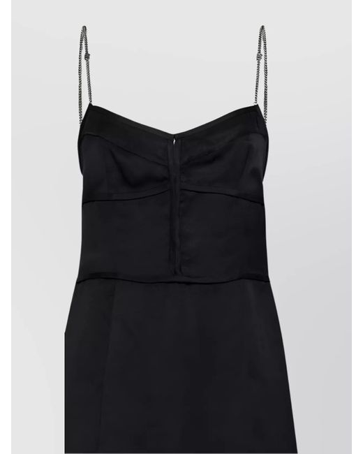 Palm Angels Black Cupro Chain-Strap Mini Dress