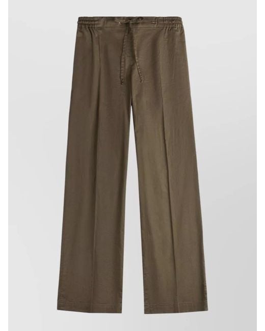 Fay Brown Lightweight Cotton Trousers Relaxed Fit Pockets