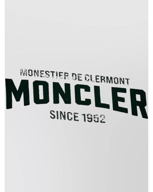 Moncler Natural Logo Flocked T Shirt Contrast Trim Crewneck
