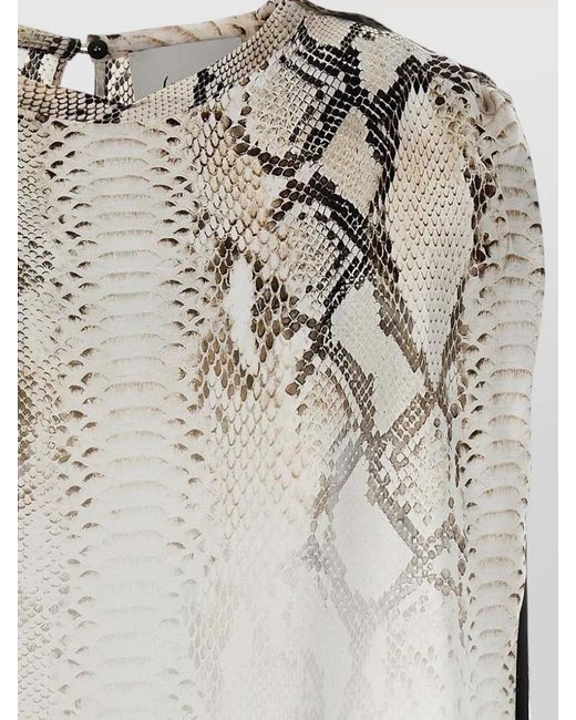 Nude Multicolor Snake Print Blouse Button Detail