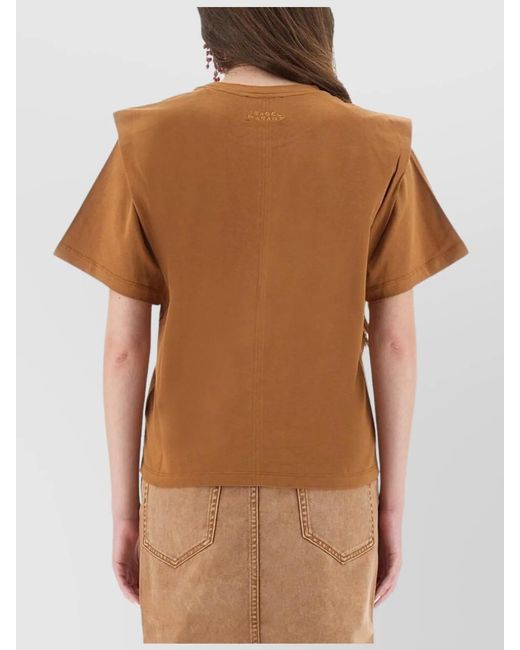 Isabel Marant Brown Cotton Regular-Fit Short-Sleeve Logo-Print T-Shirt