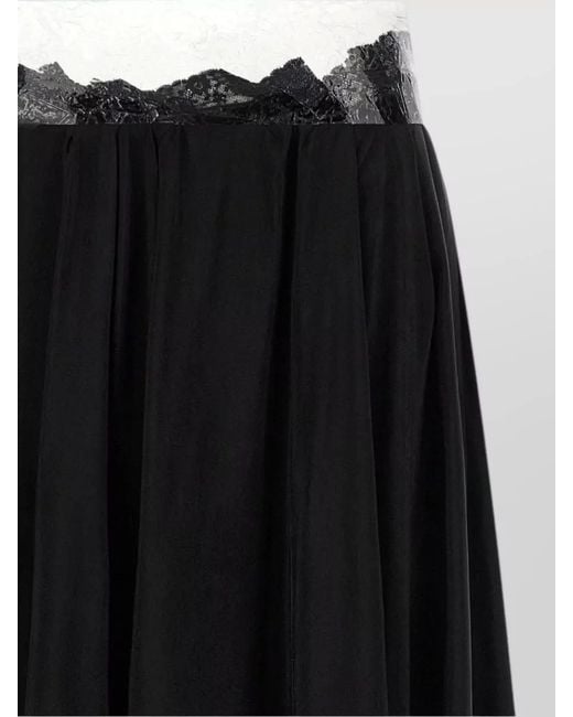 Maison Margiela Black High Waist Maxi Skirt Lace Trim