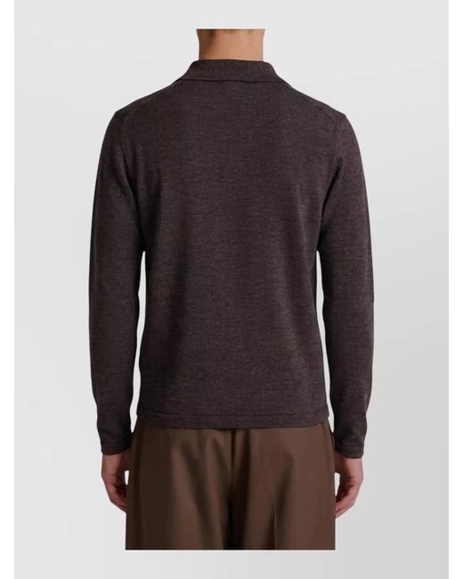 Lemaire Brown Mouliné Wool Long Sleeve Polo Shirt for men