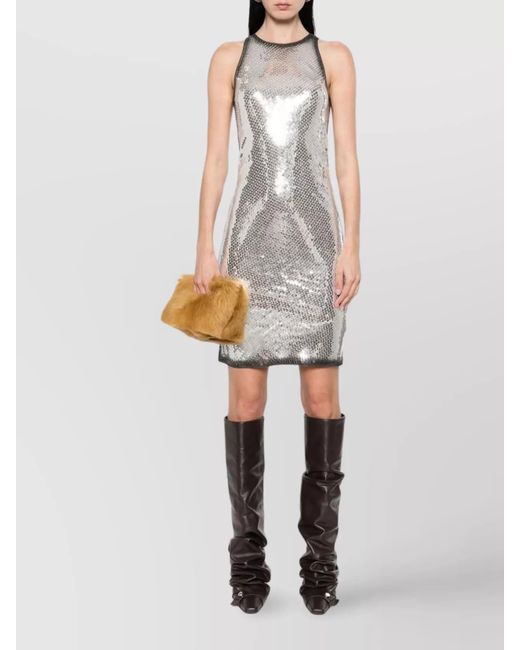 The Attico White Sequin-Embellished Sleeveless Mini Dress