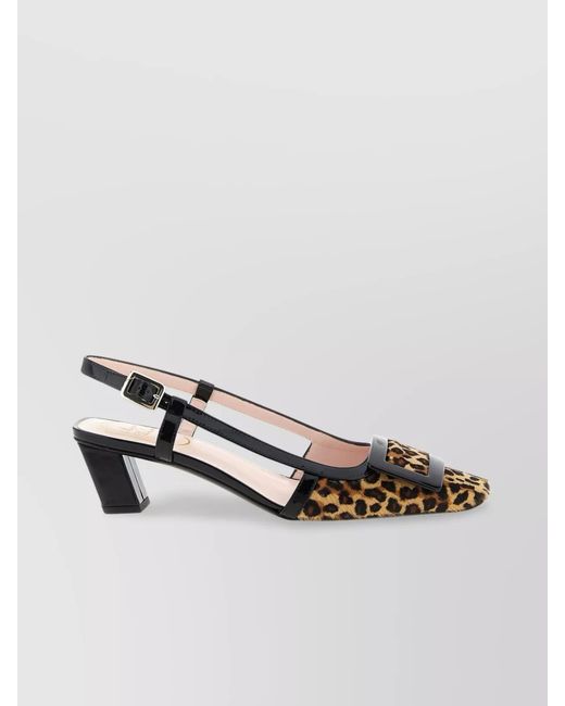 Roger Vivier Metallic Leather Leopard-Print Slingback Pumps
