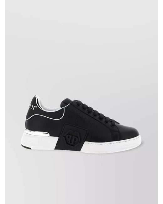 Philipp Plein Black Leather Low-Top Sneakers for men