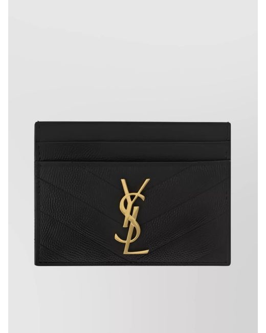 Saint Laurent Black Leather Quilted Cardholder