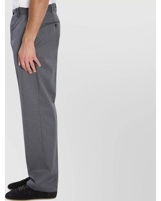 PT Torino Gray Virgin Wool Mid-Rise Slim-Fit Straight-Leg Trousers for men