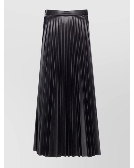 MM6 by Maison Martin Margiela Black High Waist Leather Look Pleated Midi Skirt