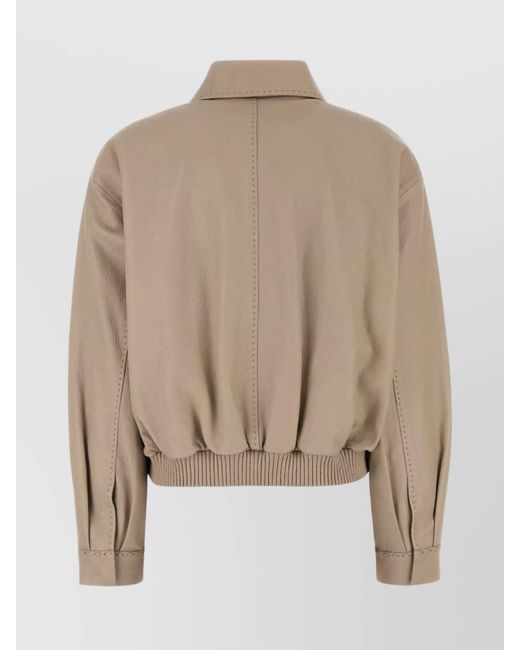 Fendi Natural Leather Bomber Jacket