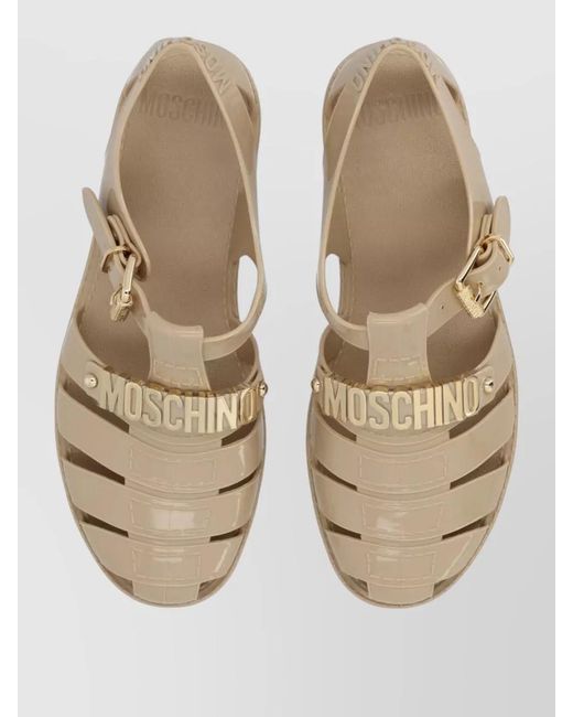 Moschino Natural Strappy Flat Sandals Open Toe Design