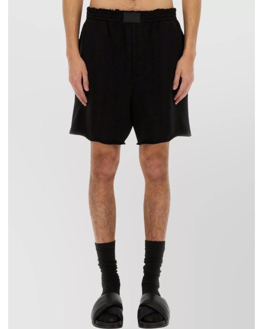 Helmut Lang Black Cotton Shorts With Back Pockets And Elastic Waistband for men