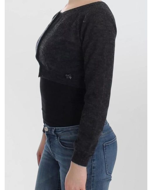 Ermanno Scervino Black Wool Knit Cropped Cardigan