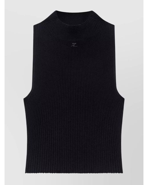 Courreges Blue Sleeveless High Neck Top