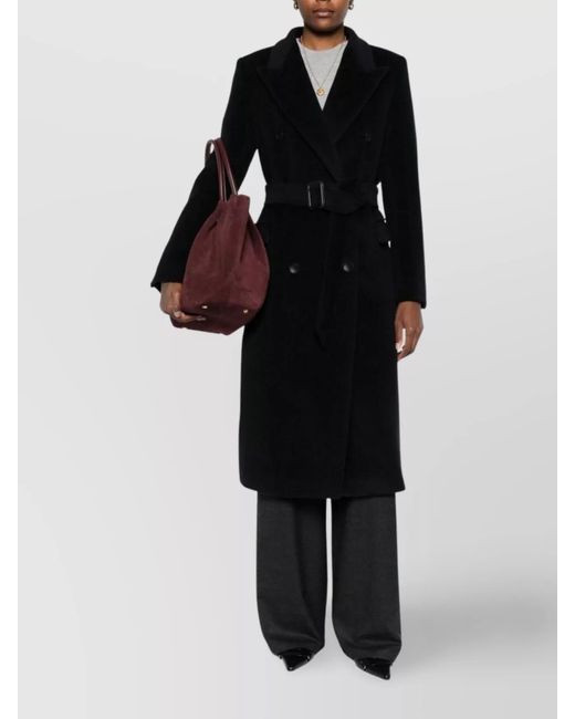 Tagliatore Black Wool Belted Double-Breasted Coat