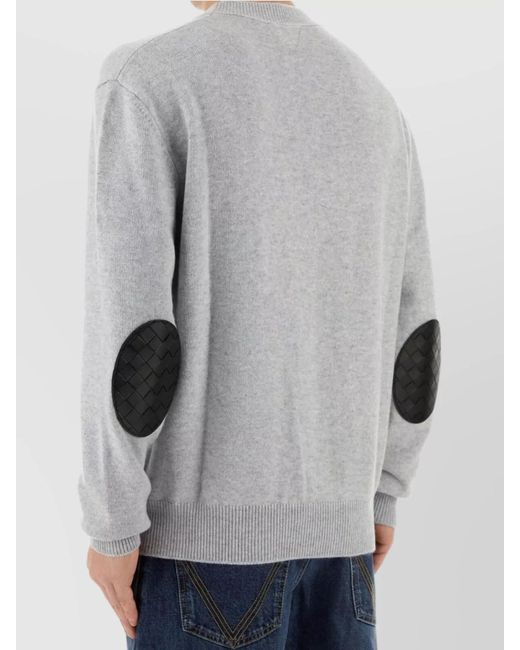 Bottega Veneta Gray Cashmere Regular-Fit Ribbed Crew-Neck Sweater for men