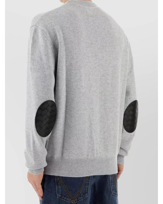 Bottega Veneta Gray Cashmere Regular-Fit Ribbed Crew-Neck Sweater for men