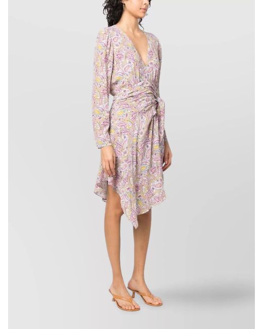IRO Pink Graphic Print Short Wrap Dress