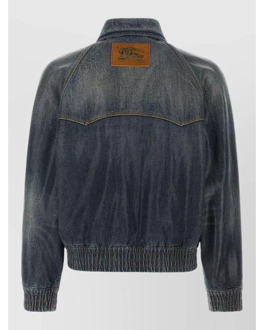 Burberry Gray Denim Jacket Elastic Cuffs Hem Pockets for men