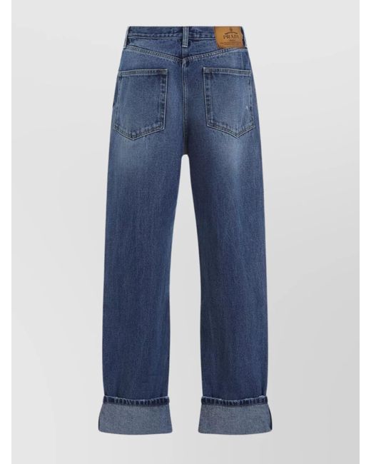 Prada Blue Denim Straight-Leg Cropped Trousers