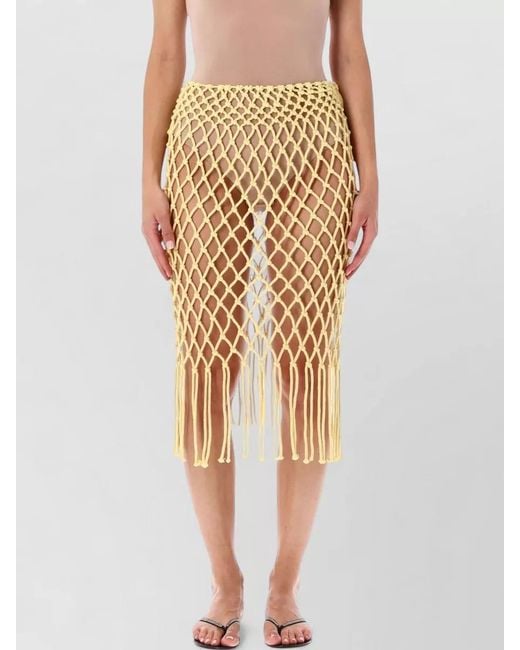 Frankie Shop Natural Tropea Macrame High Waist Beach Skirt