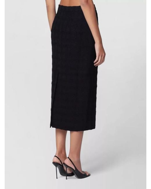 Alessandra Rich Black High Waist Fitted Skirt Side Slit
