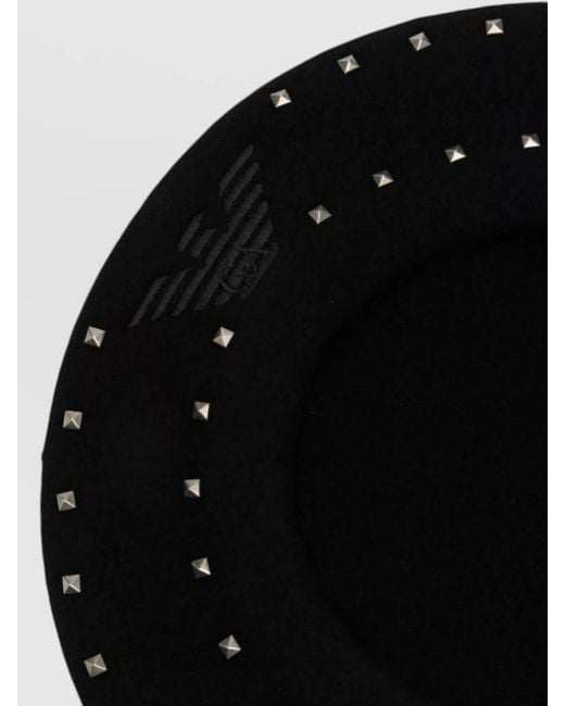 Emporio Armani White Logo Basque Hat Round Crown Design