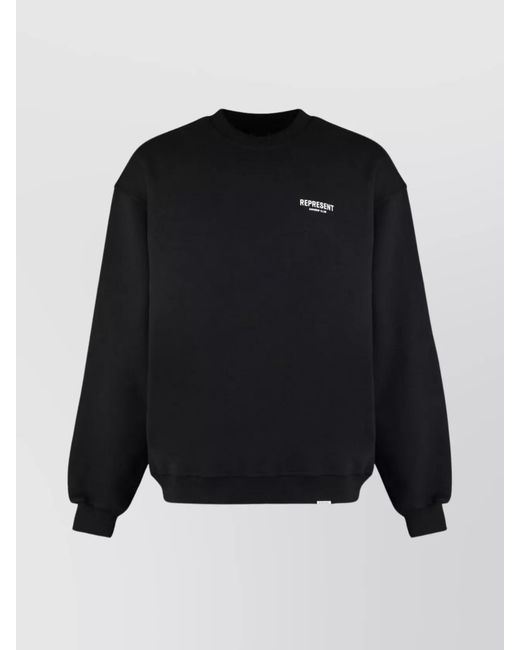 Represent Black Cotton Crew-Neck Sweatshirt for men