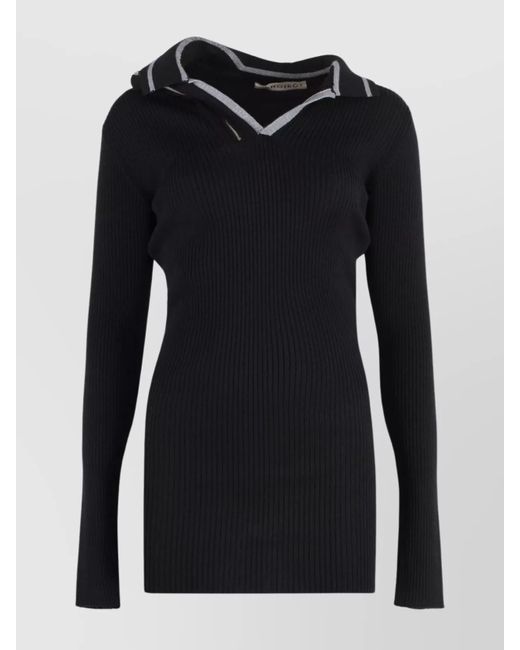 Y. Project Black Merino Wool V-Neck Knitted Dress