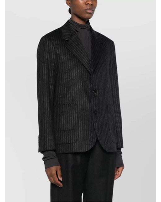 Barena Black Pinstripe Wool Single-Breasted Blazer