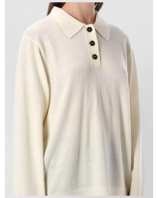 THE GARMENT Natural Como Knit Polo Shirt Ribbed Cuffs Hem