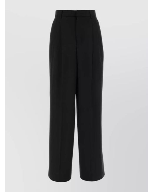 AMI Black Virgin Wool Wide-Leg Tailored Trousers