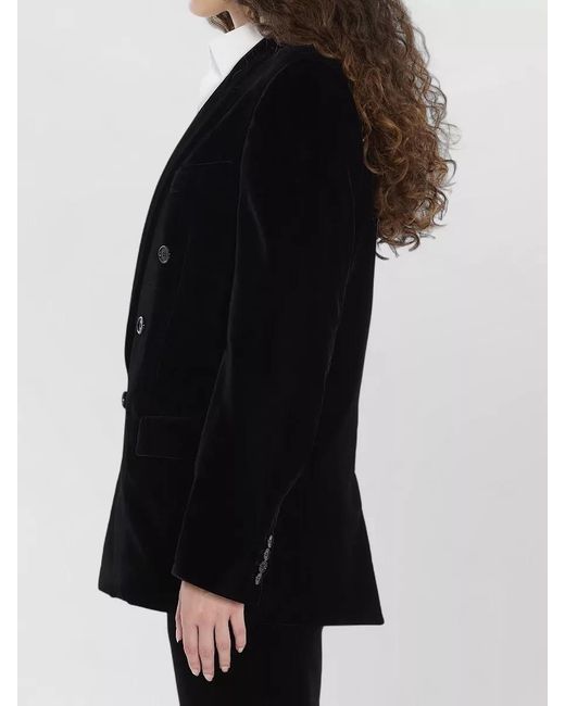 Saint Laurent Black Velvet Double-Breasted Blazer