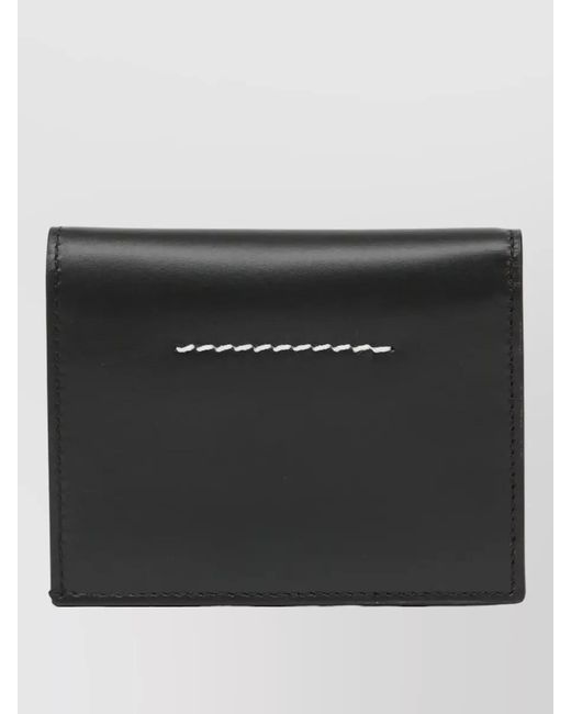 MM6 by Maison Margiela Black Leather Bifold Wallet for men
