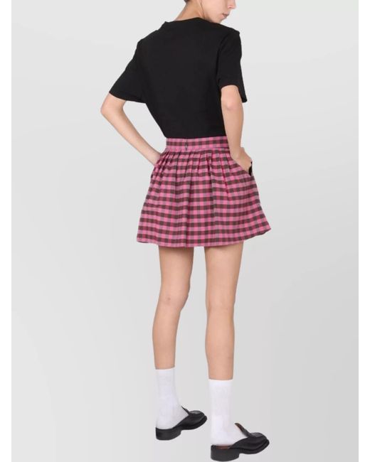 KENZO Red Pleated Mini Skirt