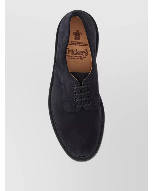 Tricker's Black Daniel Suede Lace Up Shoes Leather for men